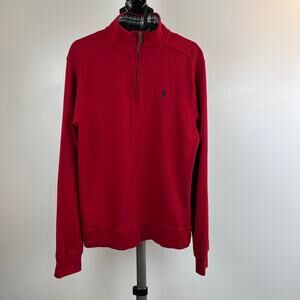 Ralph Lauren Polo Cotton Sweater Boys XL 18-20 Red 1/4 Zip Pullover Long Sleeve